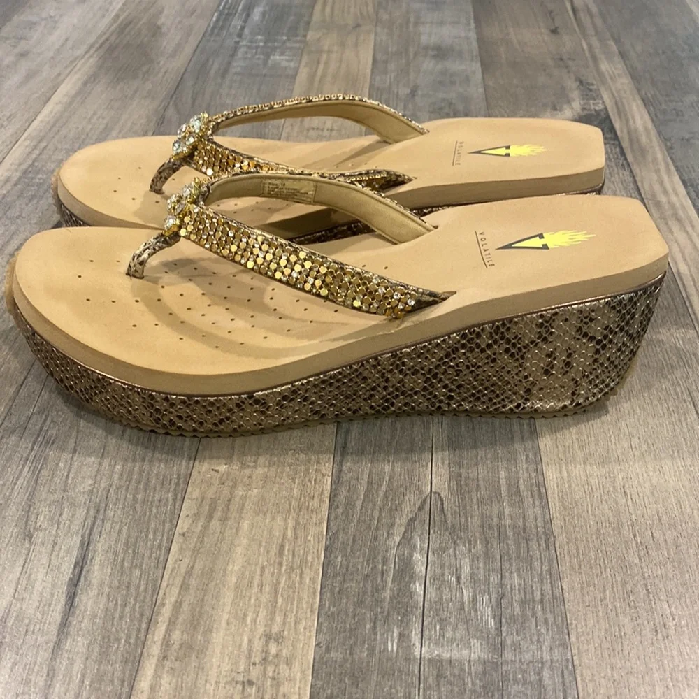Snakeskin and Rhinestone Volatile Sandals - Picture 3 of 15